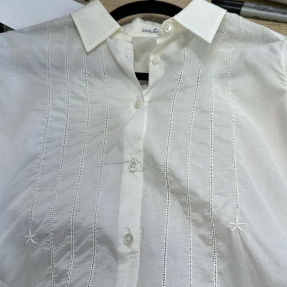 VAN LAACK Button-down embroidered blouse/shirtwhite 100% cotton size 4 - Picture 12 of 13